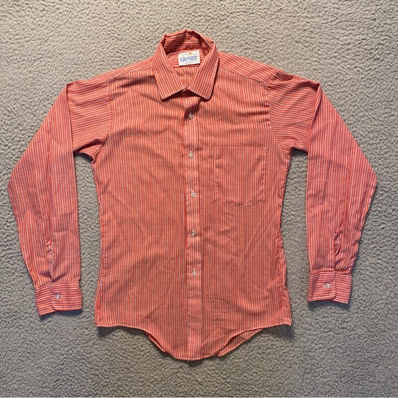 VTG Kaynee LS Blood Orange Slim Fit Button Up Shirt Men's Size 18 (S) Neck 14 - Picture 1 of 11